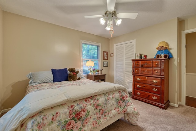 114 Cotswold, Moore, SC 29369 - bedroom with light colored carpet, a closet, and a ceiling fan