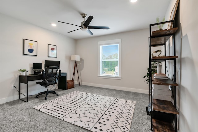 609 Cartmel, Greer, SC 29651 - carpeted office space featuring a ceiling fan, recessed lighting, and baseboards