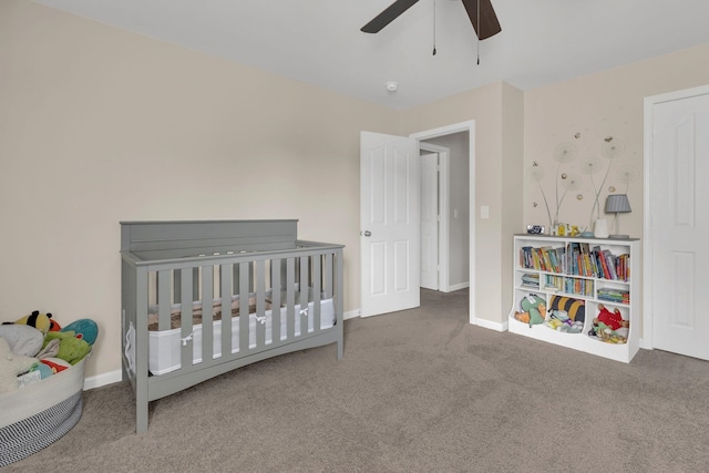 241 Hartleigh, Lyman, SC 29365 - bedroom featuring carpet, baseboards, a nursery area, and a ceiling fan