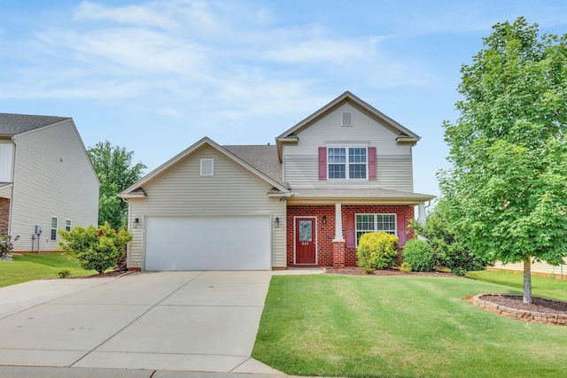 241 Hartleigh, Lyman, SC 29365 - view of front of property featuring a garage, driveway, a front yard, and brick siding