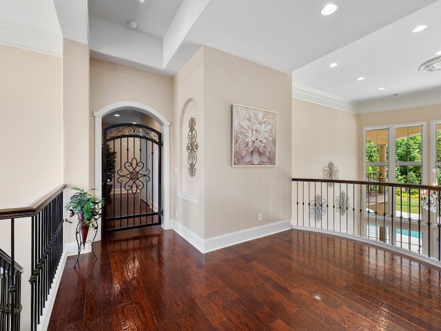 220 Fincher, Pauline, SC 29374 - foyer entrance with arched walkways, wood finished floors, recessed lighting, baseboards, and ornamental molding