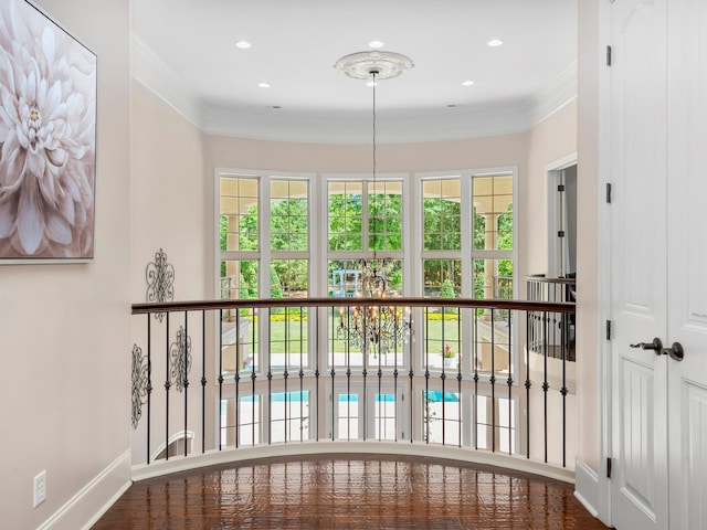 220 Fincher, Pauline, SC 29374 - hall with plenty of natural light, baseboards, ornamental molding, and recessed lighting