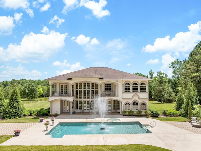 220 Fincher, Pauline, SC 29374 - back of house with french doors, a lawn, and stucco siding
