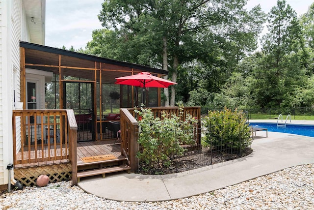 477 Cresthaven, Boiling Springs, SC 29316 - wooden terrace with view of wooded area