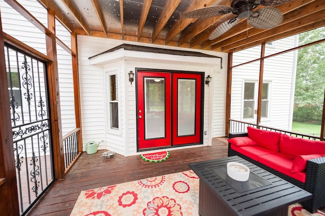 477 Cresthaven, Boiling Springs, SC 29316 - wooden terrace with an outdoor hangout area and ceiling fan
