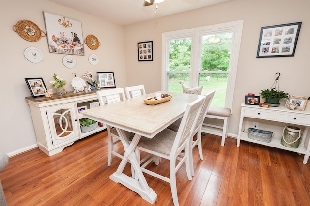 477 Cresthaven, Boiling Springs, SC 29316 - dining space featuring light wood finished floors, a ceiling fan, and baseboards