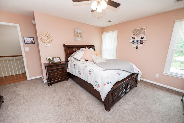 477 Cresthaven, Boiling Springs, SC 29316 - bedroom with light carpet, baseboards, and ceiling fan