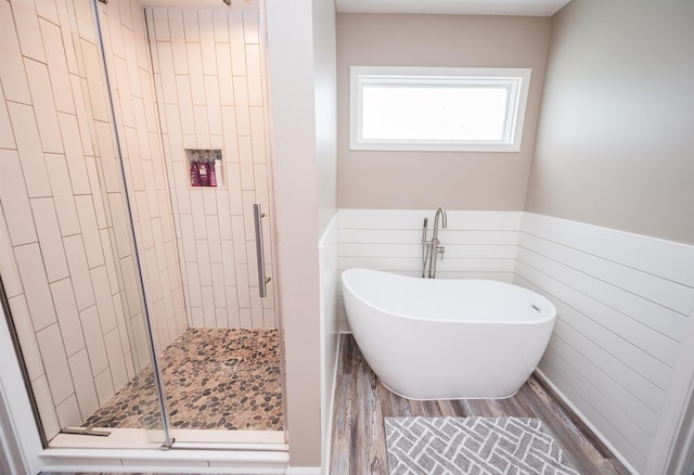 477 Cresthaven, Boiling Springs, SC 29316 - full bath with a freestanding bath, a shower stall, and wainscoting