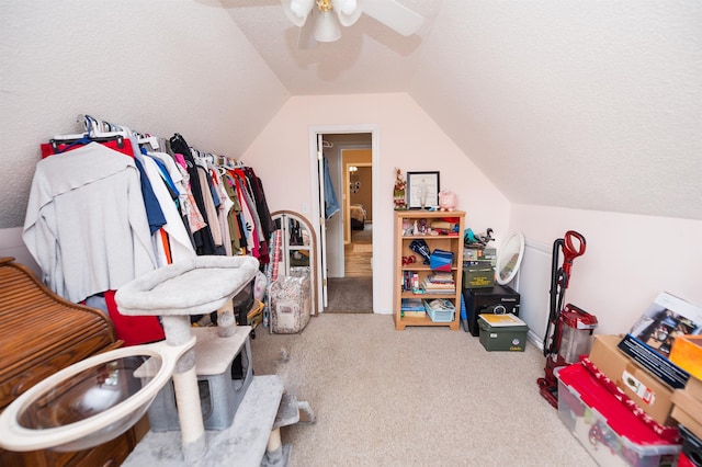 477 Cresthaven, Boiling Springs, SC 29316 - walk in closet featuring carpet floors, vaulted ceiling, and a ceiling fan