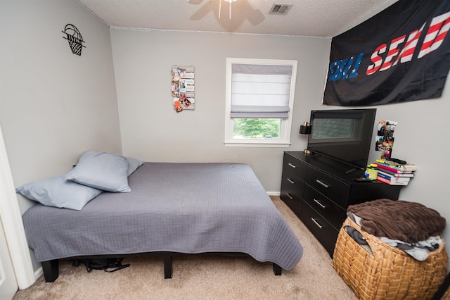 477 Cresthaven, Boiling Springs, SC 29316 - bedroom with a ceiling fan, light carpet, a textured ceiling, and baseboards