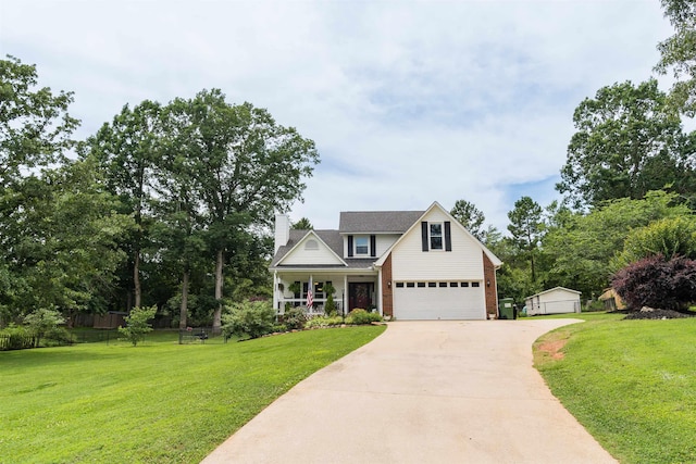 477 Cresthaven, Boiling Springs, SC 29316 - view of front of home with brick siding, a garage, concrete driveway, and a chimney
