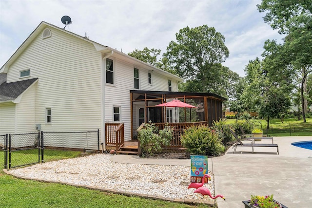 477 Cresthaven, Boiling Springs, SC 29316 - back of house with a sunroom, a gate, a wooden deck, and a patio area