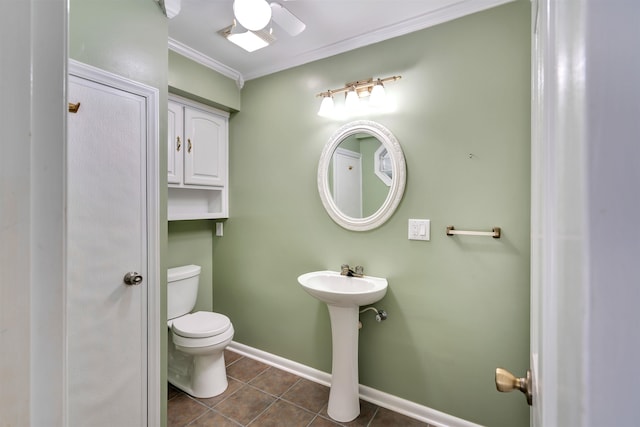 268 Margate, Chesnee, SC 29323 - half bathroom featuring toilet, ornamental molding, tile patterned flooring, baseboards, and a sink