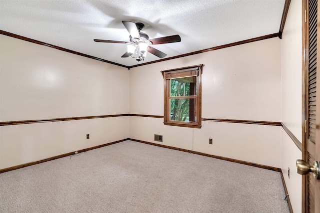 268 Margate, Chesnee, SC 29323 - carpeted empty room featuring ceiling fan, baseboards, crown molding, and a textured ceiling
