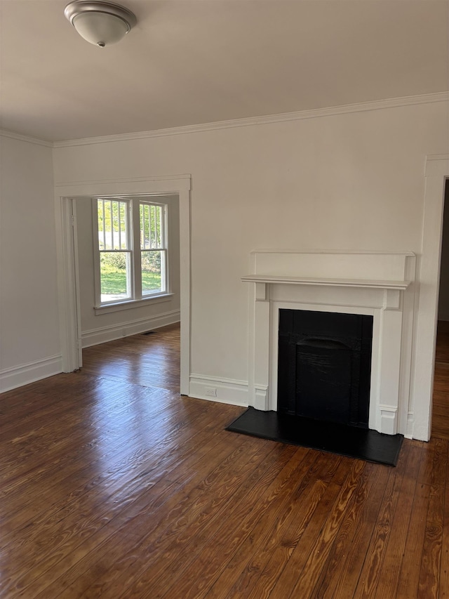112 Scruggs, Spartanburg, SC 29303 - unfurnished living room with wood finished floors, a fireplace, and ornamental molding