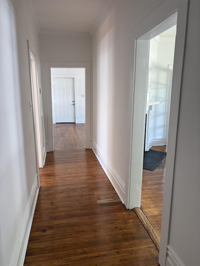 112 Scruggs, Spartanburg, SC 29303 - hallway featuring crown molding and dark wood finished floors