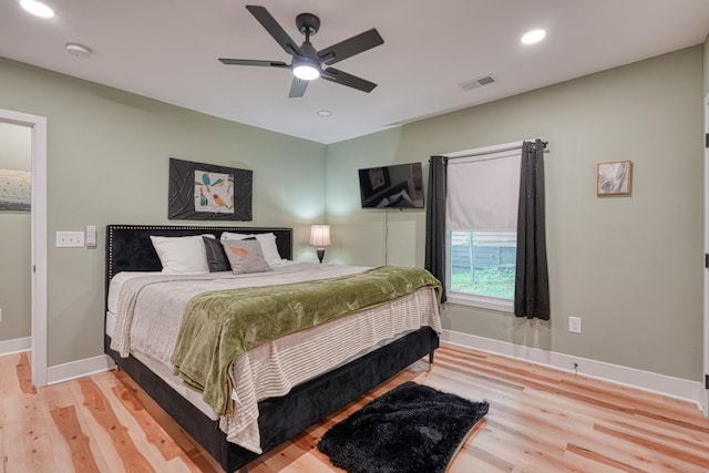 627 Branch, Woodruff, SC 29388 - bedroom with light wood-type flooring, recessed lighting, and ceiling fan