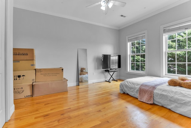 410 Anchorage, Inman, SC 29349 - bedroom with ornamental molding, wood finished floors, and ceiling fan