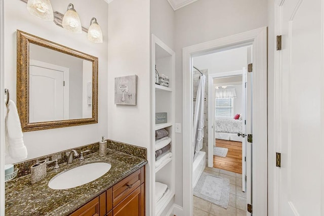 325 Reflection, Lyman, SC 29365 - full bathroom featuring vanity, shower / tub combo, tile patterned flooring, and built in features