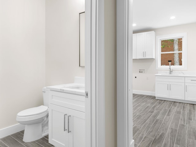 162 Clearcreek, Boiling Springs, SC 29316 - bathroom featuring vanity, wood finish floors, and recessed lighting
