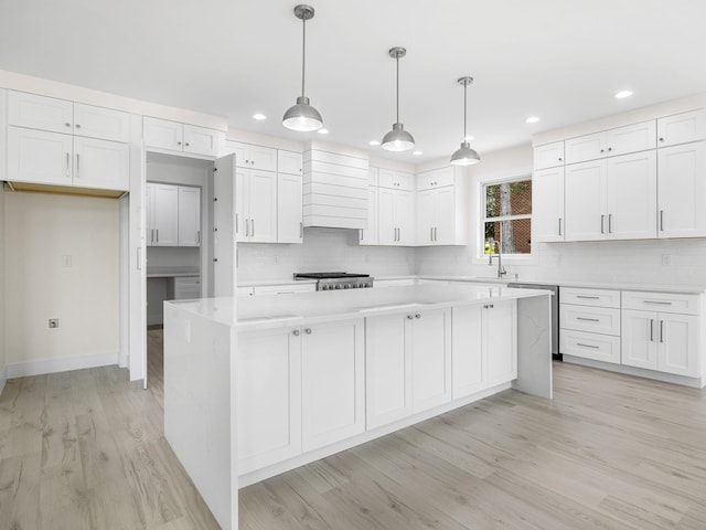 162 Clearcreek, Boiling Springs, SC 29316 - kitchen featuring recessed lighting, custom exhaust hood, tasteful backsplash, stainless steel dishwasher, and white cabinets
