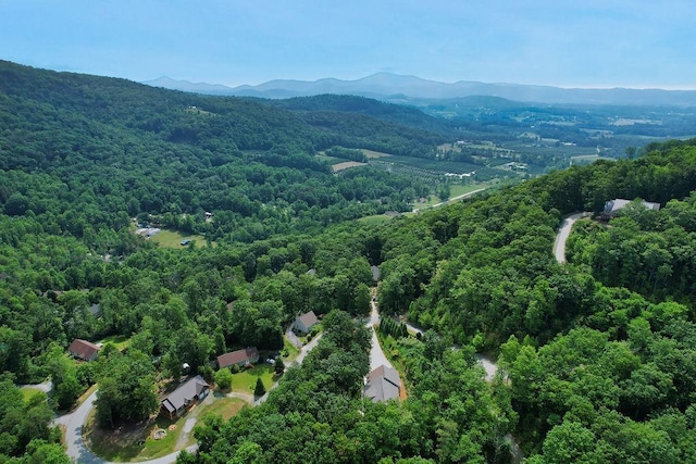 387 Goodview, Hendersonville, NC 28792 - bird's eye view of a heavily wooded area and a mountain backdrop