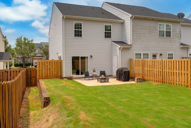 826 Chartwell, Greer, SC 29650 - back of house featuring a patio, a fenced backyard, and an outdoor fire pit