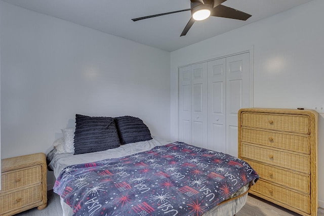 409 Cresthaven, Boiling Springs, SC 29316 - bedroom featuring a closet, a ceiling fan, and wood finished floors