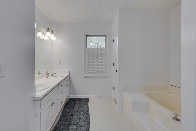 409 Cresthaven, Boiling Springs, SC 29316 - bathroom with double vanity, a bath, and tile patterned flooring