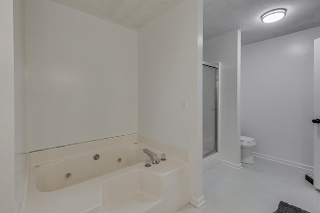 409 Cresthaven, Boiling Springs, SC 29316 - bathroom featuring a whirlpool tub, a stall shower, and a textured ceiling
