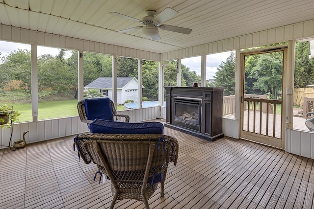 409 Cresthaven, Boiling Springs, SC 29316 - sunroom featuring a ceiling fan