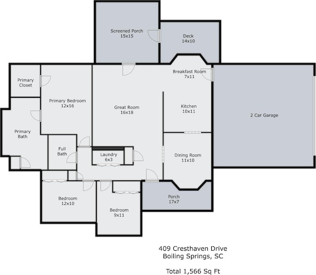 409 Cresthaven, Boiling Springs, SC 29316 - view of home floor plan