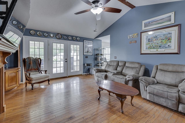 409 Cresthaven, Boiling Springs, SC 29316 - living room featuring ceiling fan, plenty of natural light, light wood finished floors, and french doors