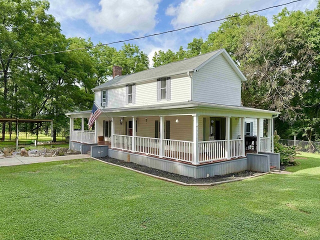 511 El Bethel Rd, Gaffney, SC 29340 - country-style home featuring covered porch, a chimney, and a front yard