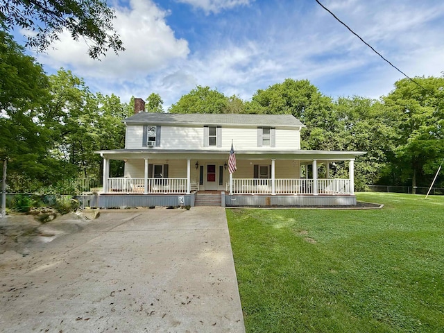 511 El Bethel Rd, Gaffney, SC 29340 - farmhouse with covered porch, a chimney, and a front yard