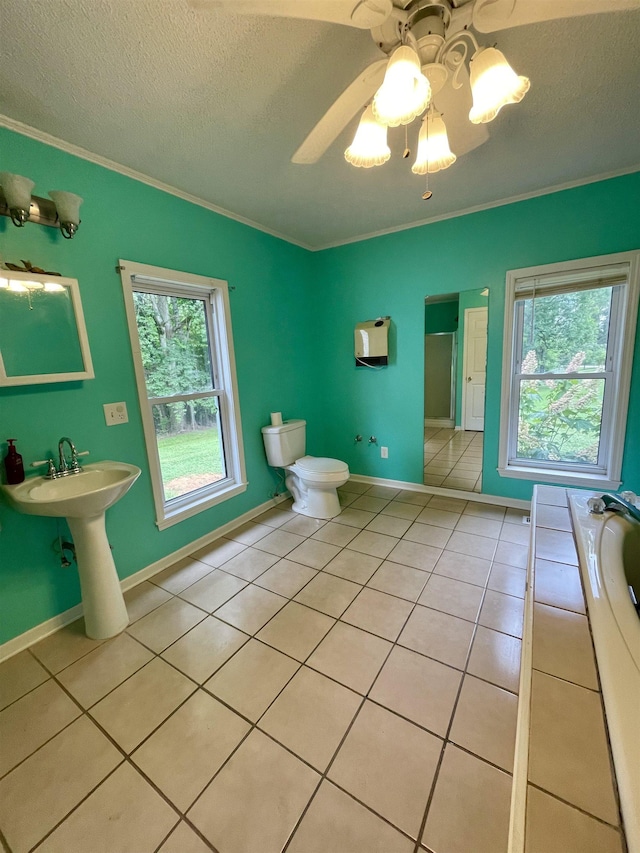 511 El Bethel Rd, Gaffney, SC 29340 - full bath featuring crown molding, tile patterned flooring, healthy amount of natural light, a textured ceiling, and a ceiling fan