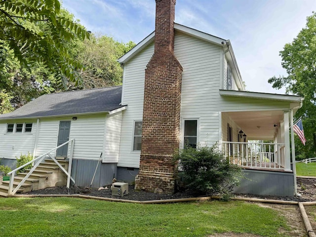 511 El Bethel Rd, Gaffney, SC 29340 - back of property with a chimney and a lawn