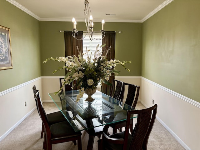 105 Pimmitt Run, Moore, SC 29369 - dining room featuring a chandelier, carpet flooring, and ornamental molding