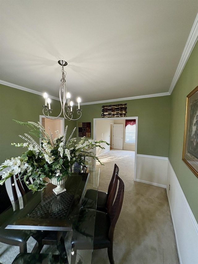 105 Pimmitt Run, Moore, SC 29369 - dining area featuring a chandelier, carpet, and crown molding