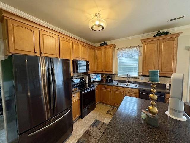 105 Pimmitt Run, Moore, SC 29369 - kitchen with freestanding refrigerator, stainless steel microwave, electric range, dishwashing machine, and dark countertops