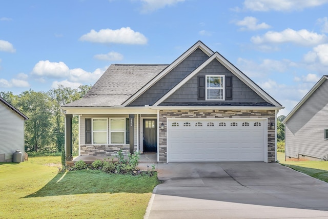 292 Long Br, Chesnee, SC 29323 - craftsman house with stone siding, driveway, a front yard, and a porch