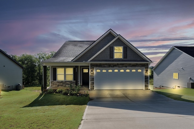 292 Long Br, Chesnee, SC 29323 - craftsman-style house featuring concrete driveway, a front yard, and stone siding