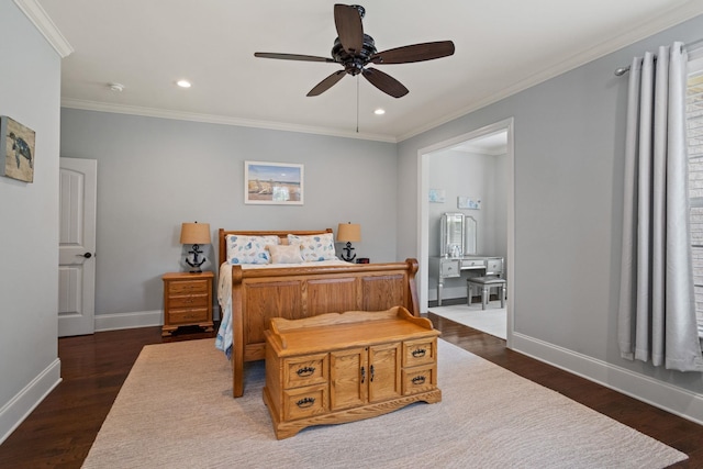 203 Piper Gln, Inman, SC 29349 - bedroom with recessed lighting, wood finished floors, crown molding, and a ceiling fan