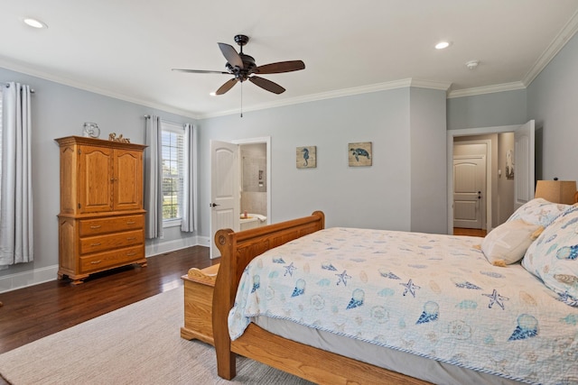 203 Piper Gln, Inman, SC 29349 - bedroom with wood finished floors, ornamental molding, recessed lighting, and a ceiling fan
