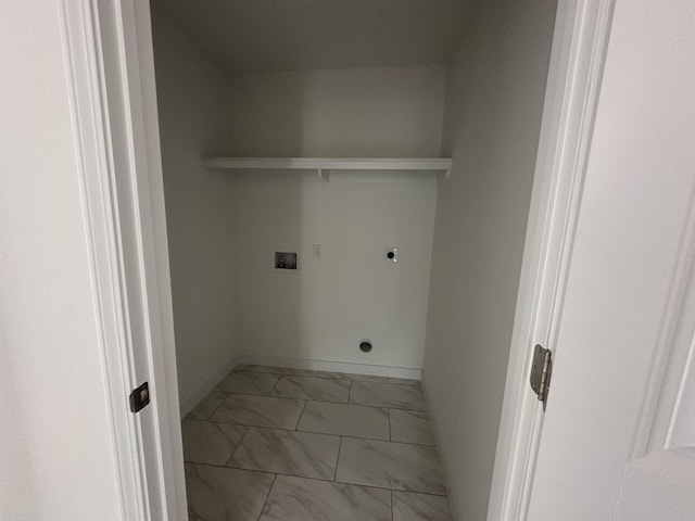 189 Ohio, Chesnee, SC 29323 - laundry area featuring light marble finish flooring, hookup for a washing machine, and hookup for an electric dryer