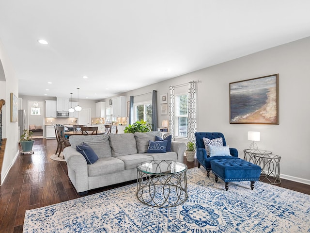 711 Hatwood, Duncan, SC 29334 - living room featuring dark wood finished floors and recessed lighting