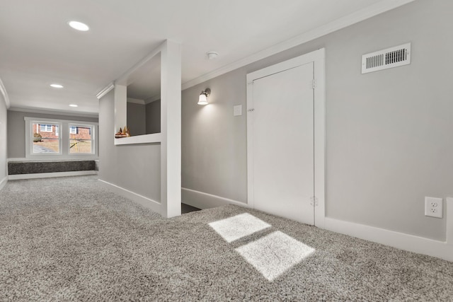 562 Lowndes Hl, Greenville, SC 29607 - basement with ornamental molding, carpet floors, and recessed lighting