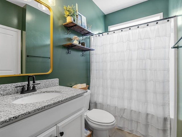 244 Cassingham, Boiling Springs, SC 29316 - bathroom featuring vanity, curtained shower, and tile patterned floors