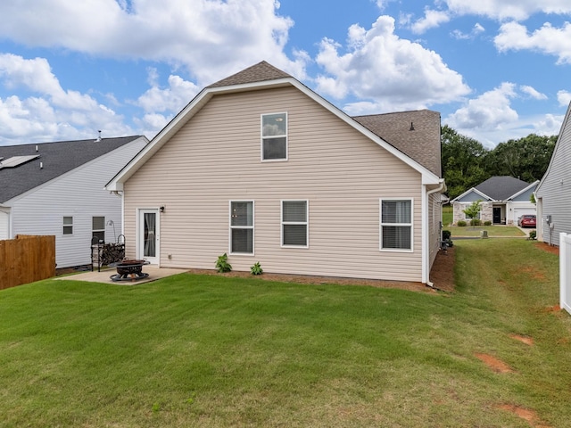 244 Cassingham, Boiling Springs, SC 29316 - rear view of house with a fire pit, a shingled roof, and a patio area