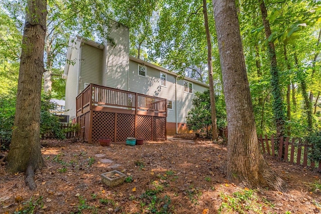 215 E Shefford, Greer, SC 29650 - rear view of house featuring a chimney, a wooden deck, and crawl space